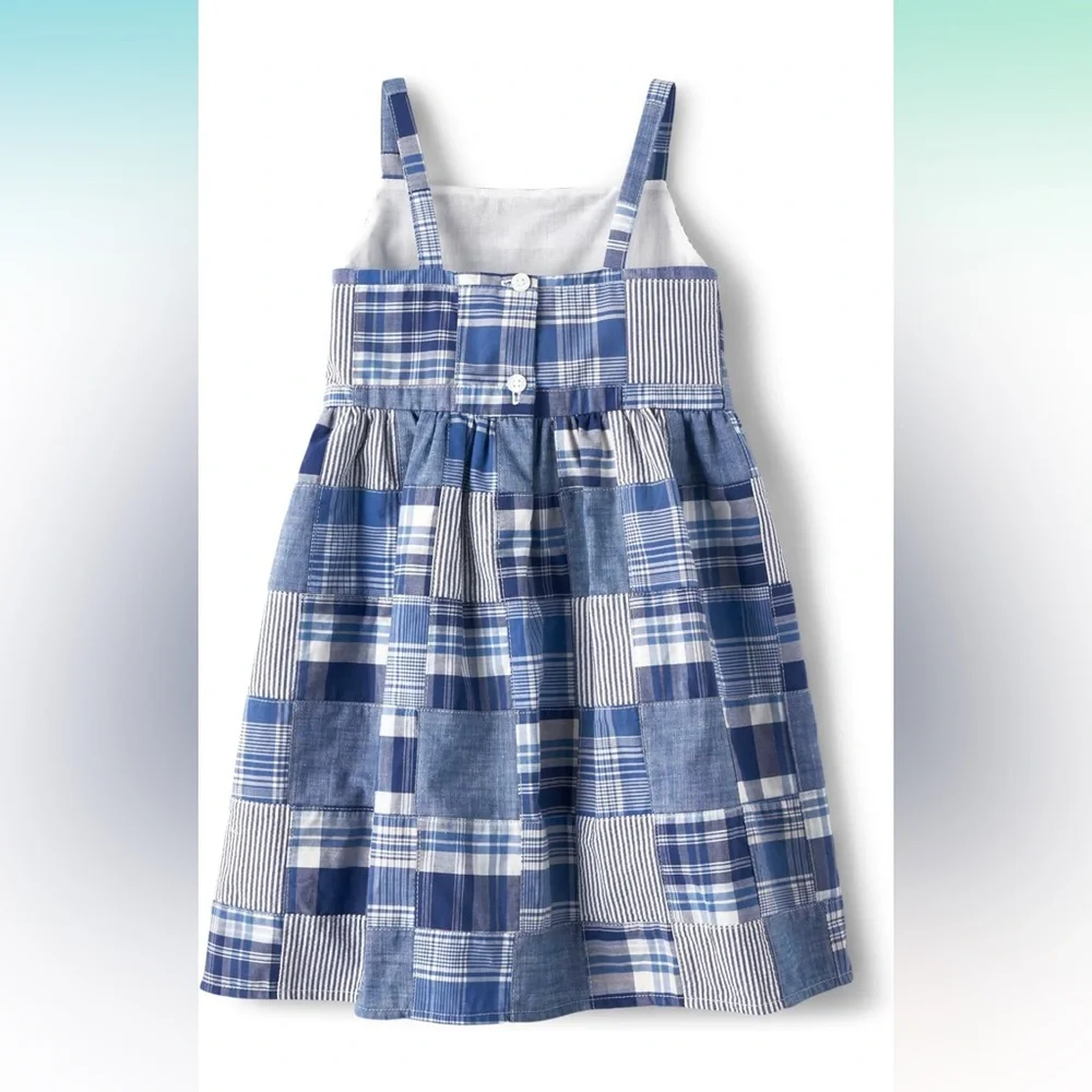 Blue madras print, sleeveless toddler girls dress from Gymboree - Picture 3 of 12